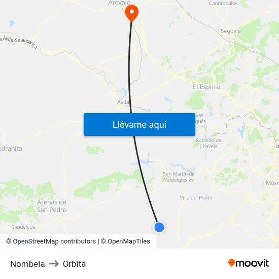 Nombela to Orbita map