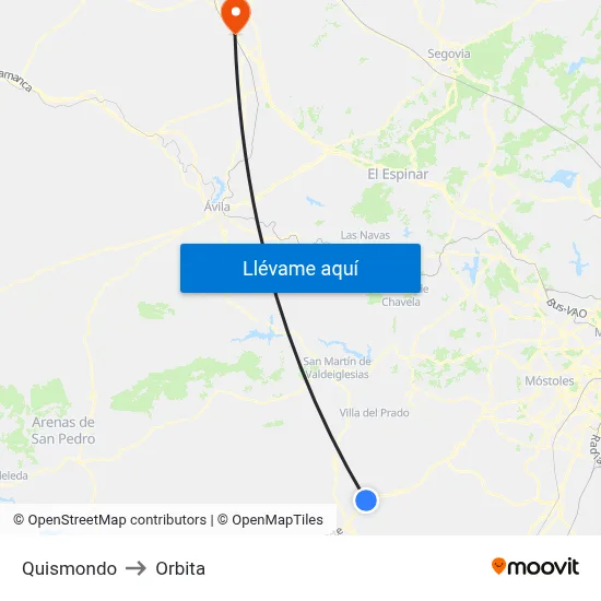 Quismondo to Orbita map