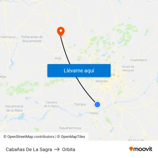 Cabañas De La Sagra to Orbita map