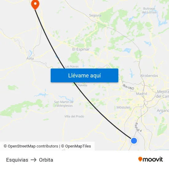 Esquivias to Orbita map