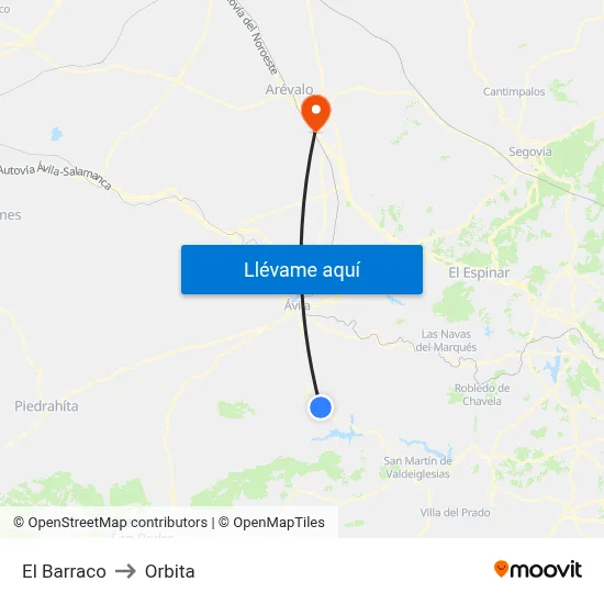 El Barraco to Orbita map