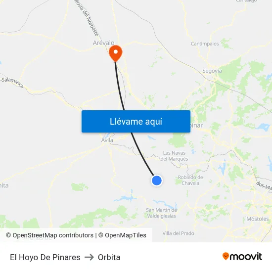El Hoyo De Pinares to Orbita map
