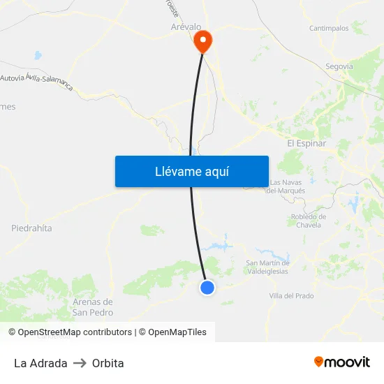 La Adrada to Orbita map