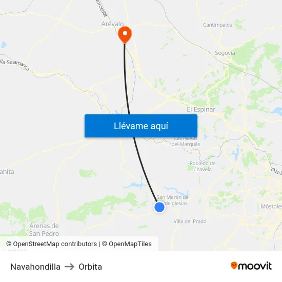 Navahondilla to Orbita map