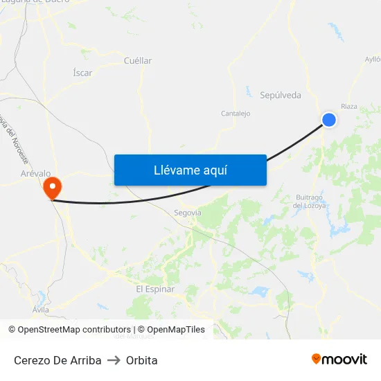 Cerezo De Arriba to Orbita map