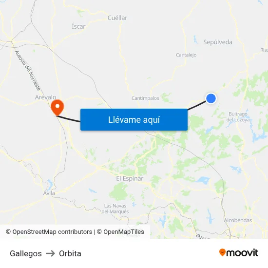 Gallegos to Orbita map