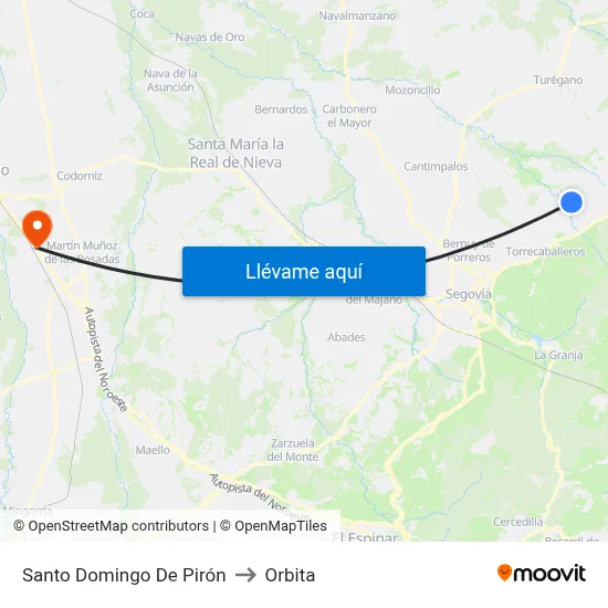 Santo Domingo De Pirón to Orbita map