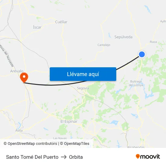 Santo Tomé Del Puerto to Orbita map