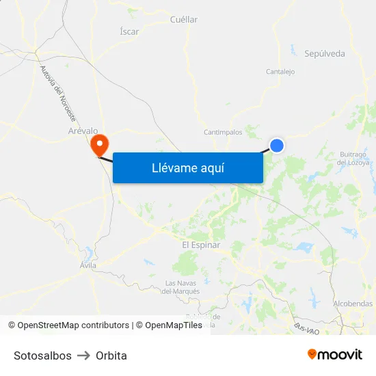 Sotosalbos to Orbita map