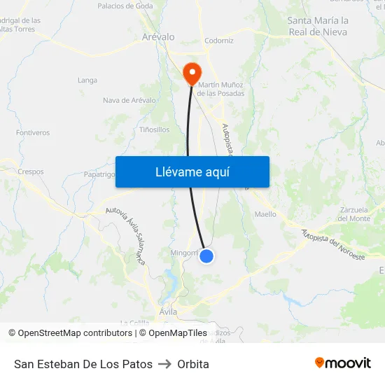 San Esteban De Los Patos to Orbita map