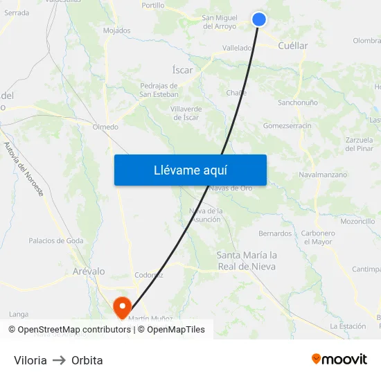 Viloria to Orbita map