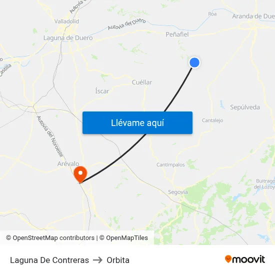 Laguna De Contreras to Orbita map