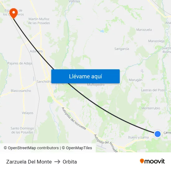 Zarzuela Del Monte to Orbita map