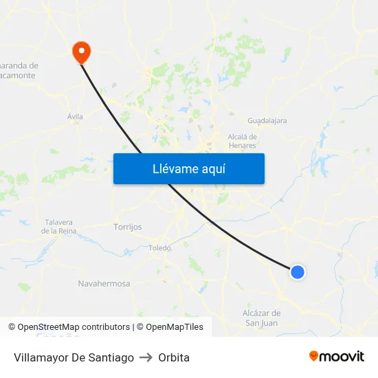 Villamayor De Santiago to Orbita map