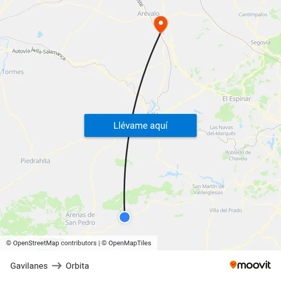Gavilanes to Orbita map