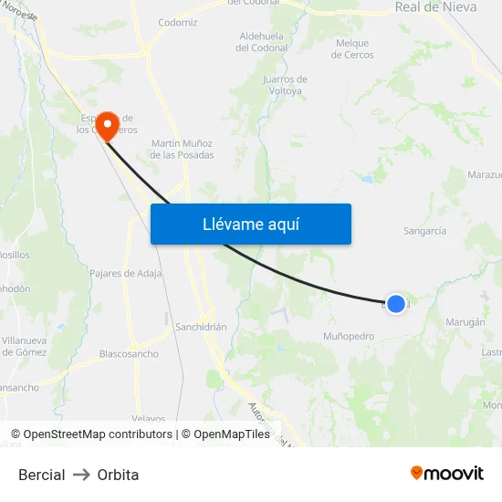 Bercial to Orbita map