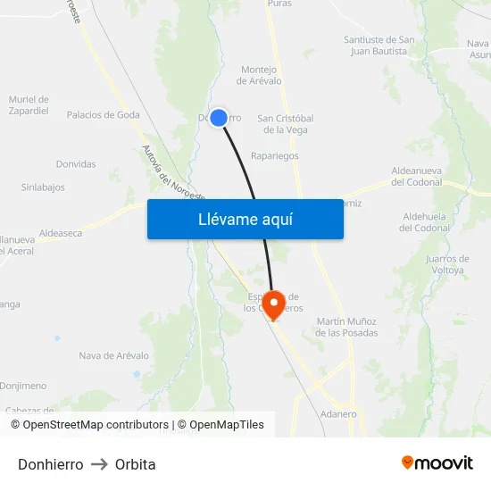 Donhierro to Orbita map