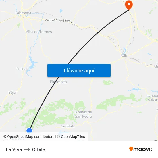 La Vera to Orbita map