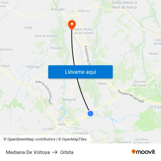 Mediana De Voltoya to Orbita map