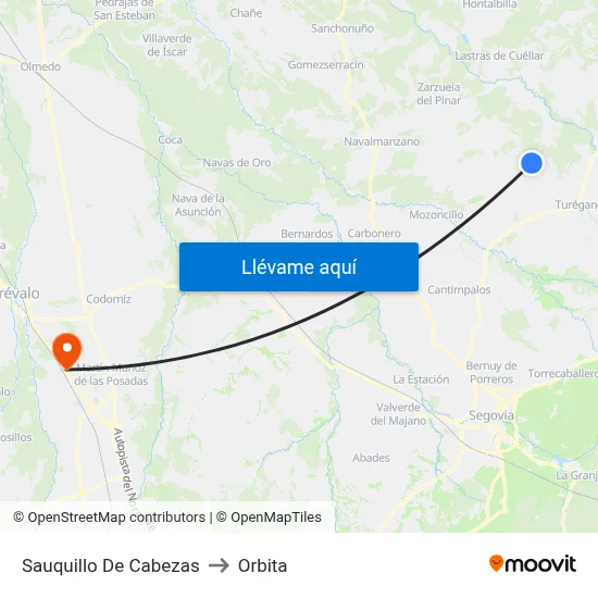Sauquillo De Cabezas to Orbita map