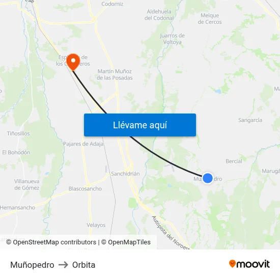 Muñopedro to Orbita map