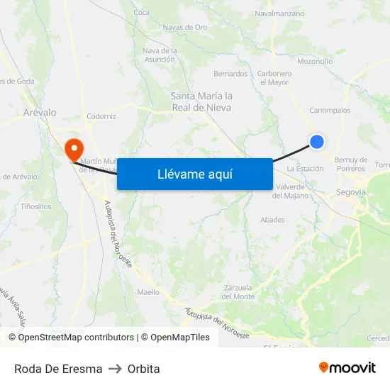 Roda De Eresma to Orbita map