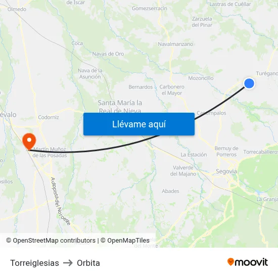 Torreiglesias to Orbita map