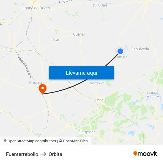 Fuenterrebollo to Orbita map
