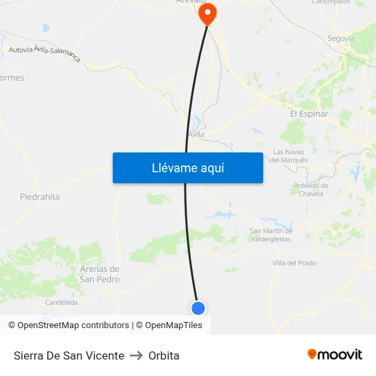 Sierra De San Vicente to Orbita map