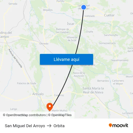 San Miguel Del Arroyo to Orbita map