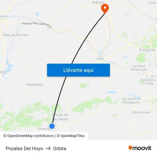Poyales Del Hoyo to Orbita map