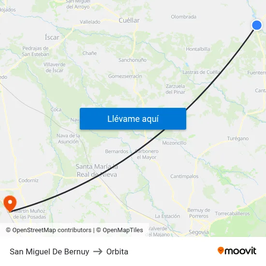 San Miguel De Bernuy to Orbita map