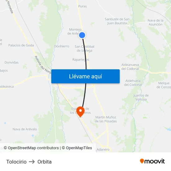 Tolocirio to Orbita map