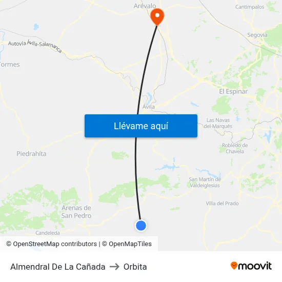Almendral De La Cañada to Orbita map