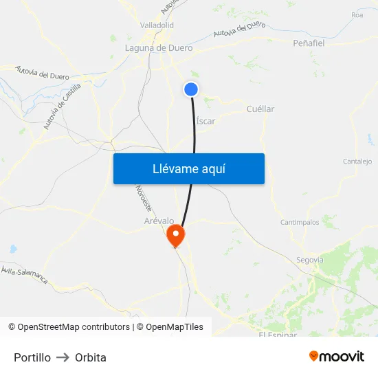Portillo to Orbita map