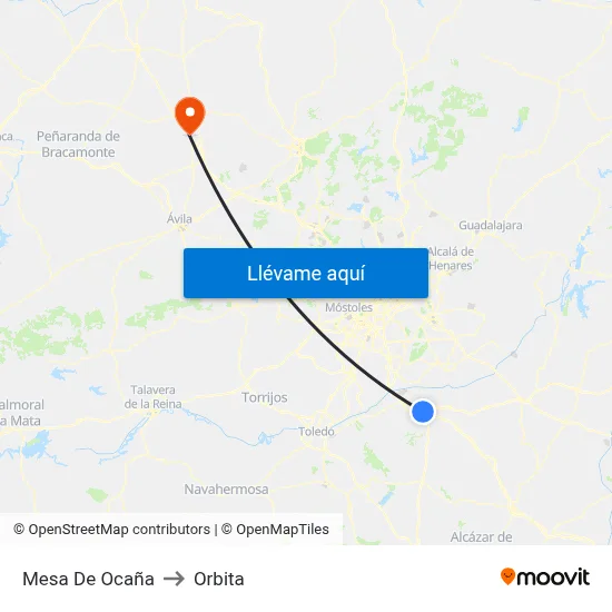Mesa De Ocaña to Orbita map