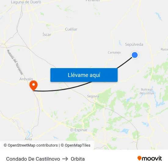 Condado De Castilnovo to Orbita map