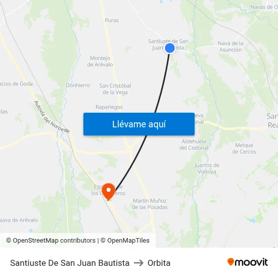 Santiuste De San Juan Bautista to Orbita map