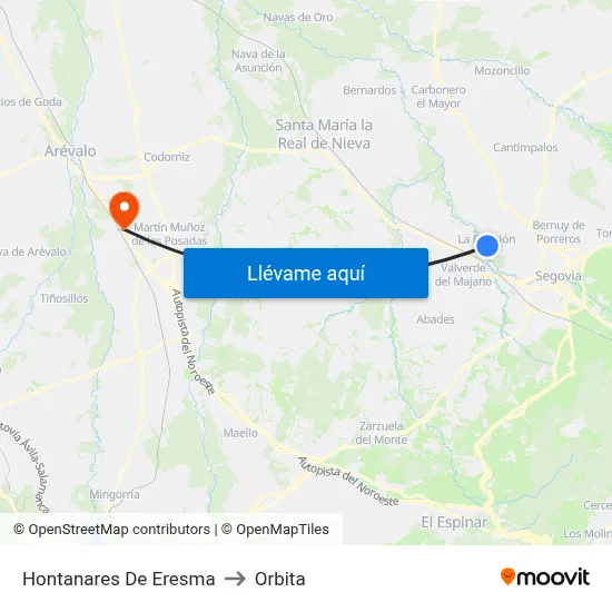 Hontanares De Eresma to Orbita map