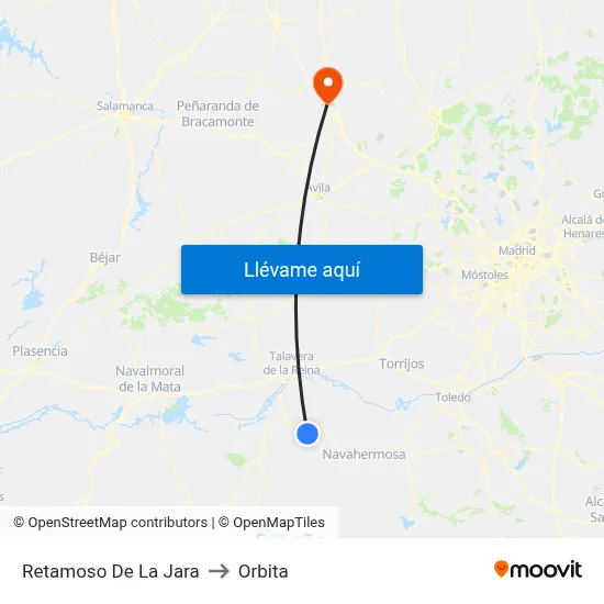 Retamoso De La Jara to Orbita map