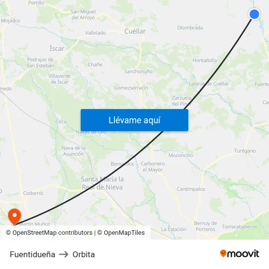 Fuentidueña to Orbita map