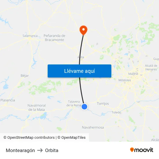 Montearagón to Orbita map