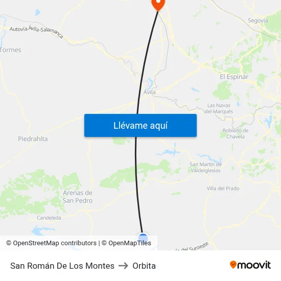 San Román De Los Montes to Orbita map