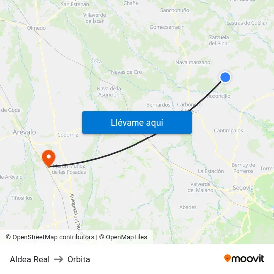 Aldea Real to Orbita map