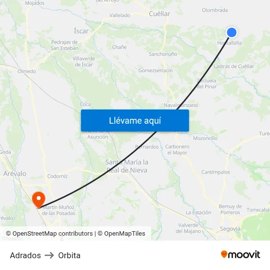 Adrados to Orbita map