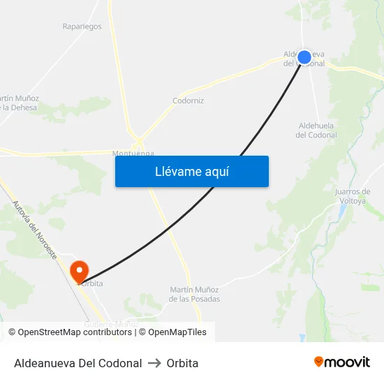 Aldeanueva Del Codonal to Orbita map