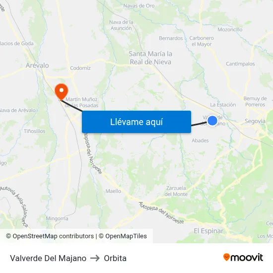 Valverde Del Majano to Orbita map