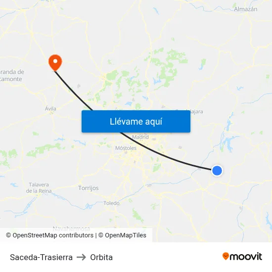 Saceda-Trasierra to Orbita map