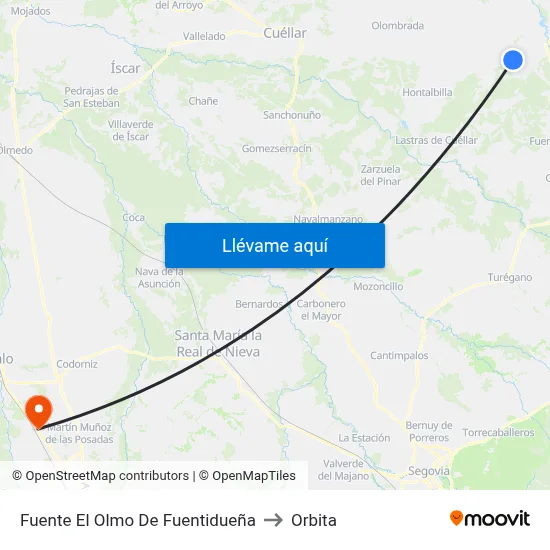 Fuente El Olmo De Fuentidueña to Orbita map