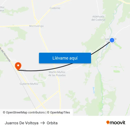 Juarros De Voltoya to Orbita map